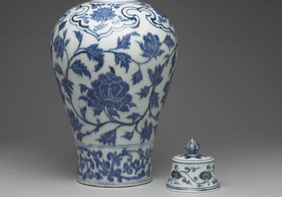 图片[3]-Lidded Meiping vase with peony decoration in underglaze blue, Ming dynasty, Yongle reign, 1403-1424-China Archive